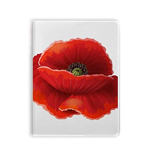 Journal couverture souple fleurs rouges avec pages lignées et papier velouté anti-bavure