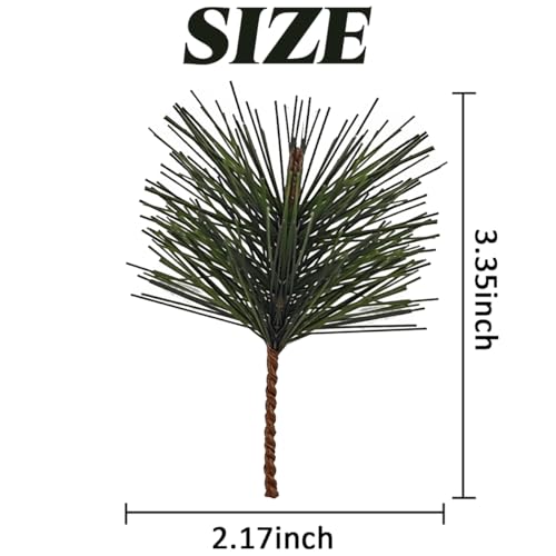GXXMEI 62PCS Artificial Green Pine Needles Branches Stems Picks Fake Greenery Pine Picks for Christmas Garland Wreath Embellishing and Home Holiday Garden Decoration - Thumbnail 2