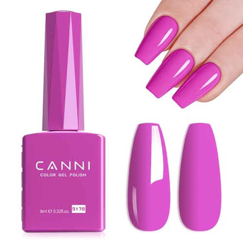 Image of CANNI 9ml Neon Purple Pink Gel Nail Polish, High Gloss UV LED Soak Off Gel