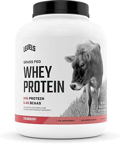 Levels Grass Fed 100% Whey Protein, No Hormones, Strawberry, 5LB