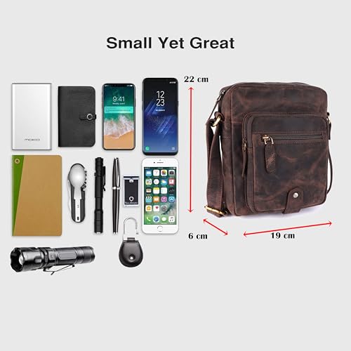 Image of Premium Genuine Leather Messenger Sling Bag for Men & Women - Multipurpose Crossbody Bag with Adjustable Strap & Multiple Pockets for Travel, Office, Work, College & Daily Use
