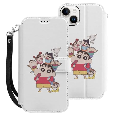 クレヨンしんちゃん iPhone15Plus用ケース 手帳型 スマホケース アイホン15Plus用 財布型カバー カードポケット スタンド機能 誕生日ギフト 人気 男女兼用