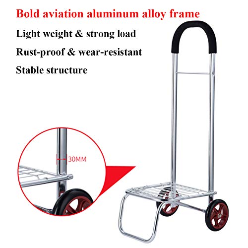 ASZX Zusammenklappbarer Einkaufswagen mit Tasche mit großem Fassungsvermögen, wasserdichter, Leichter Push-Pull… – Bild 5