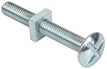 Merriway BH02177 (10 Pcs) Cross Slotted Truss Head Roofing Bolts with Nuts M6 x 70 mm, Bright Zinc Plated - Pack of 10 Pieces