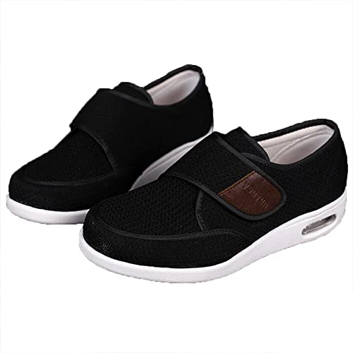 Aocase Chaussures Diabétique de Femme Antidérapante Respirant Mesh Chaussures Chaussures D'œdème Réglables Âgées Pieds Enflés L'arthrite Fasciite Plantaire Chaussures,Noir,46EU Cover