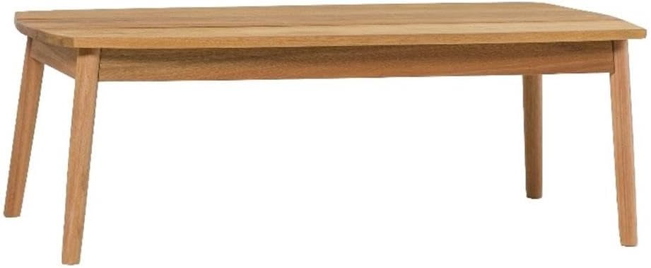 Pemberly Row Modern Outdoor Coffee Table, Solid Eucalyptus Wood, Natural Finish, Spindle Style, Small Space-Friendly, Rot-Resistant Design, Lightweight Patio or Balcony Table