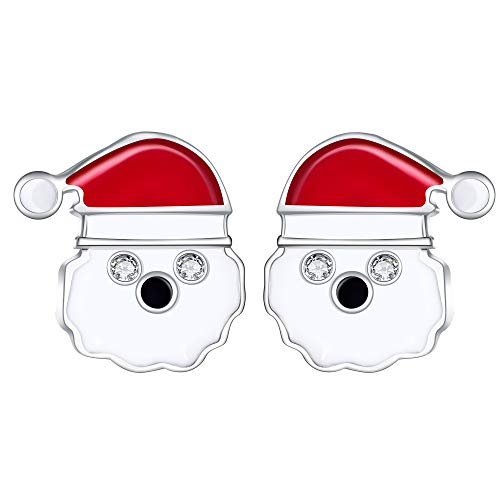 Preisvergleich Produktbild Lydreewam Weihnachten Ohrringe Ohrstecker Weihnachtsmann 925 Sterling Silber Weihnachts Schmuck Geschenk für Frauen Mädchen Kinder