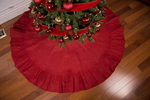 60" Festive Red Christmas Tree Skirt With Ruffled Edge By Primitive Home Decors #TOP2