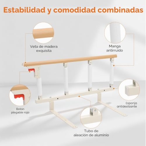 Barreras de cama para adultos con agarre de protección para evitar caídas 8
