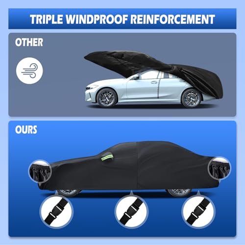 Image of Migaven Car Cover Custom Fit for Toyota Corolla 2000-2025, Honda Civic 1991-2025, Waterproof Full Exterior Cover Rain Sun Protection with Door Zipper