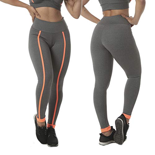 Kit 2 Calças Legging Feminina Bubble Preta/Kaya Cinza com preto