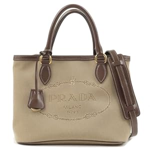 Prada Womens Brown Canvas Leather Trim Jacquard Logo Crossbody Bag 1BA172