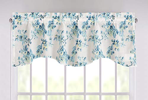 Tache Home Fashion Tache Cotton Watercolor Farmhouse Antique Floral Scalloped Petal Dance 18X52 Sheer Window Treatment Valance thumb #1