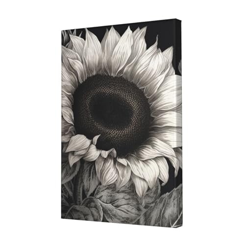 Toile tournesol noir et gris LPSRTWE 30x45 cm pour decoration de salon