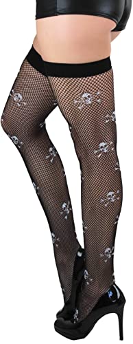 Image of ToBeInStyle Women's Skull Crossbones Skeleton Pirate Symbol Hosiery Tights & Thigh High Stockings