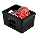 Escondite Flotante para Acuario - Refugio Multifuncional con Hamaca para Descanso De Betta | Caja Decorativa De Cría con Ventana para Acuarios Hogar Oficina Aficionados