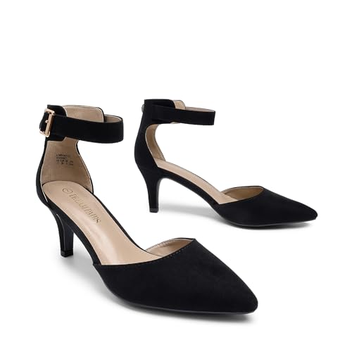 Image of DREAM PAIRS Women's Kitten Heels Ankle Strap Pumps