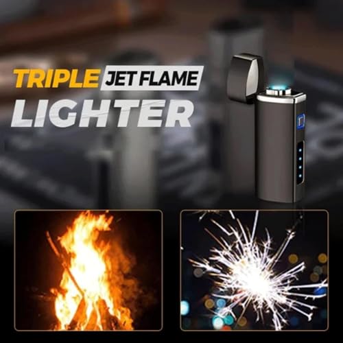 Encendedor antorcha triple jet, metálico naranja miniatura 3