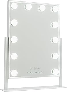 Comprar Flamingueo Espejo Maquillaje con Luz - 12 LED - 3 Modos de Luz - Intensidad Ajustable - Control Táctil - Posición Regulable - Vanity Mirror - Blanco - 36,5x7,5x47,5cm
