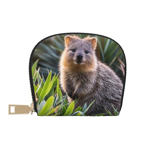 The Quiet Quokka Print Credit Card Holder, PU Leather Small Card Bag Wallets with Zipper for Women Men id Business Card2
