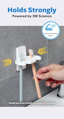 Image of 3M Command Toothbrush Wall Hook, Drill- Free, Paint Damage Free, Heavy Duty, Holds up to 1 kg, Great for Bathroom Wall, Suitable for Toothbrush, Make up Tools