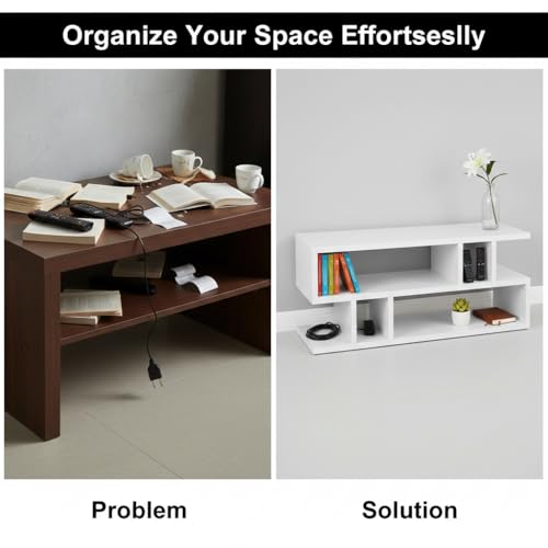 Image of FURLAY Zentro White Coffee Table for Living Room, Modern Engineered Wood Center Table with Multi-Level Open Storage Shelves, 90 x 40 x 40 cm (FWCT2-White)