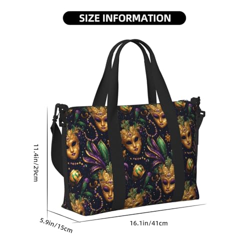 Gothic Masquerade Gold Print Travel Duffle Bags for Women, Personal Item Overnight Weekender Sport Carry On Gym Bag for Men Women2
