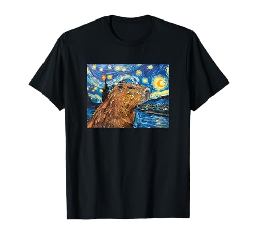 Meme Lover Starry Night Capybara Maglietta