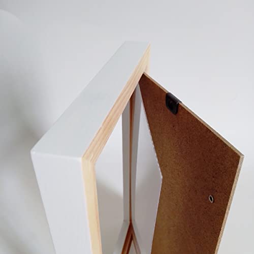 Image of 3x5 Picture Frame Solid Wood,White. Table Top or Wall Mount Photo Frames with Plastic Glass for 3x5 Inches Pictures, Modern Home Office Decor