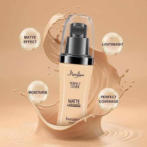 3 Pack Maria Ayora Liquid Foundation Makeup,Matte Face Makeup Foundation,Moisturizing,Lightweight,1.4Fl Oz 1 Bottle (02 Natural) #TOP2