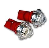 TuningPros LEDIS-T10-R5 Ignition Switch LED Light Bulbs T10 Wedge, 5 Flux LED Red 2-pc Set