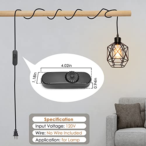 Inline Lamp Switch 2 Pack, Full Range Rotary Dimmer Switch, Black Cord Switch Replacement For Table Lamp, Floor Lamp, Pendant Light, Works With Dimmable Led, Incandescent, Halogen Bulbs #TOP4