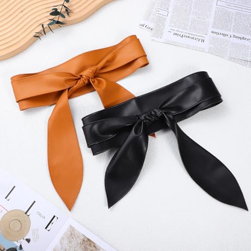 Ceinture large femme cuir nouer avec nœud élastique extensible tailleur