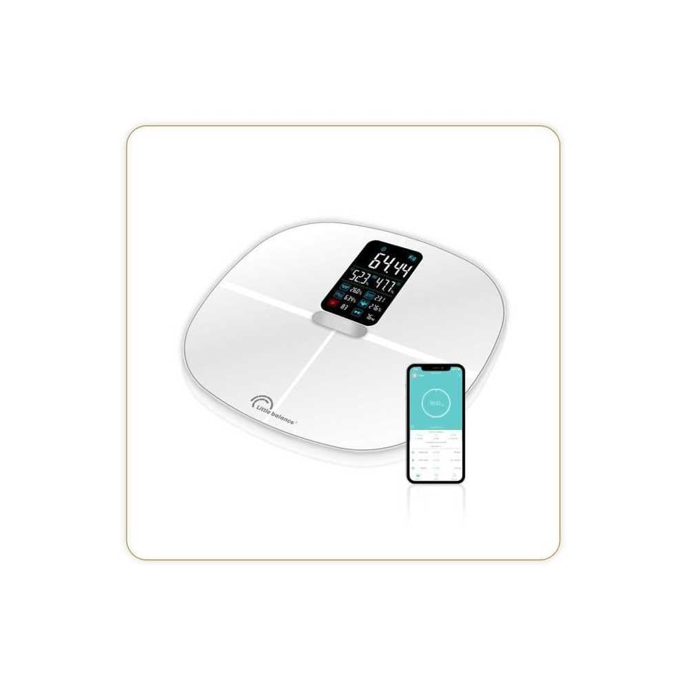 Little Balance Cardio Connect 4 Classic Impédancemètre, Verre trempé, Blanc