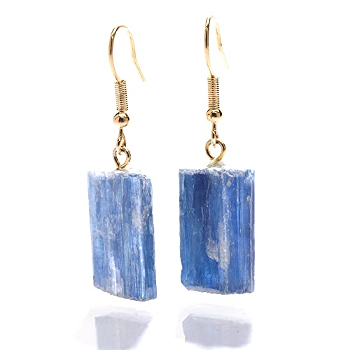 AYANA Natural Blue Kyanite Healing Crystal Pendant Earrings for Women | Gold Plated Setting | High Vibration, Throat Chakra | Handmade with Ethically Sourced Raw Natural Pure Brazilian Gemstone