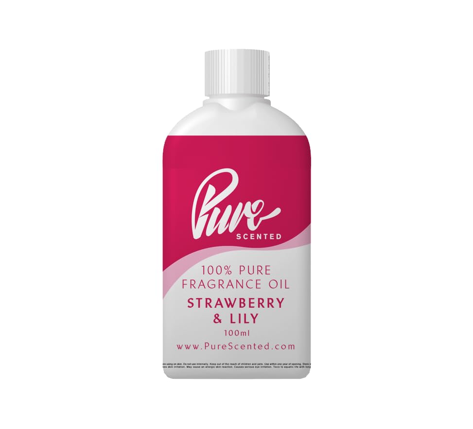 Pure Scented 100ml Fragrance Oil - Vegan & Cruelty-Free, for Candles, Soaps, Crafting, Diffusers, Cosmetics, Wax Melts & DIY Crafts (1 x 100ml, Strawberry & Lily) — image 1