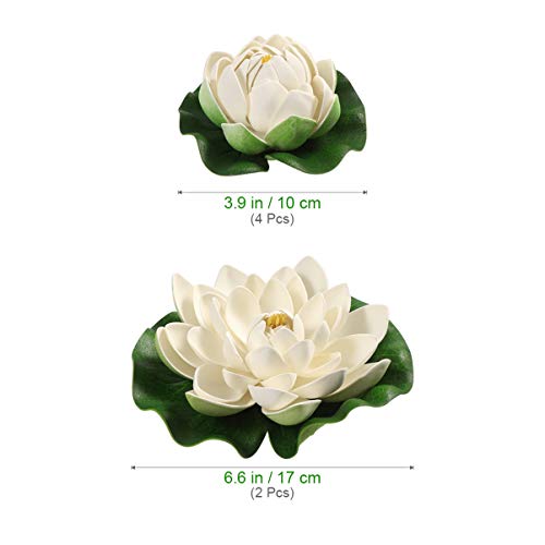Healifty Artificial Floating Foam Lotus, Simulation Water Plants Ornament Lily Pad for Patio Pond Pool Aquarium Decor 6pcs
