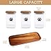 Morezi Dog Treat Container airtight Treats jar for countertop Closet Dog Food Storage 3 Jars with Tray Great for organizing pet Dogs Cats Birds Animal Food Treats Snack Khaki Bar