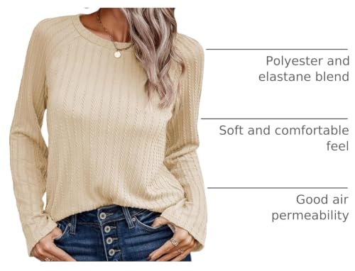 Image of Dokotoo Womens Tops Long Sleeve Lightweight Shirts 2026 Spring Fashion Clothing Trendy Tops Crewneck Knit Basic Tee