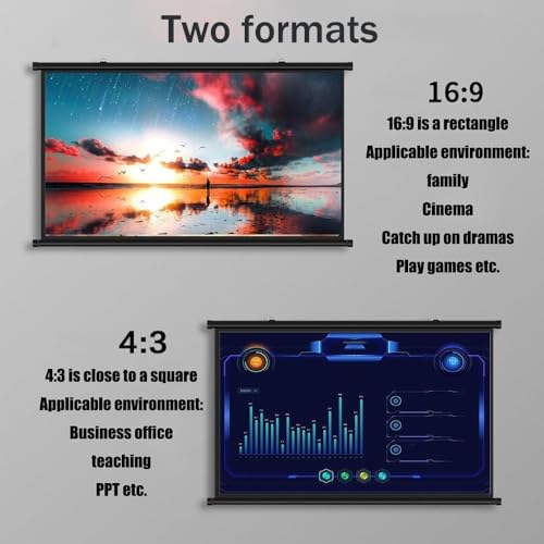 Pantalla de proyección manual 72 pulg 16:9 4K HD miniatura 4