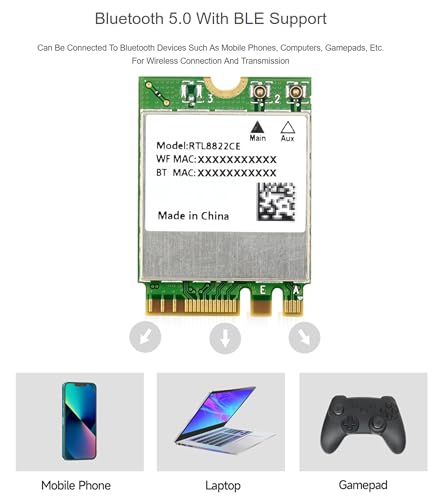Tarjeta inalámbrica RTL8822CE con doble banda 2.4G/5GHz y Bluetooth 5.0, núcleo RTL8822CE-CG, alta velocidad y baja latencia para Jetson Xavier NX, Jetson Orin NX y Jetson Orin Nano miniatura 6