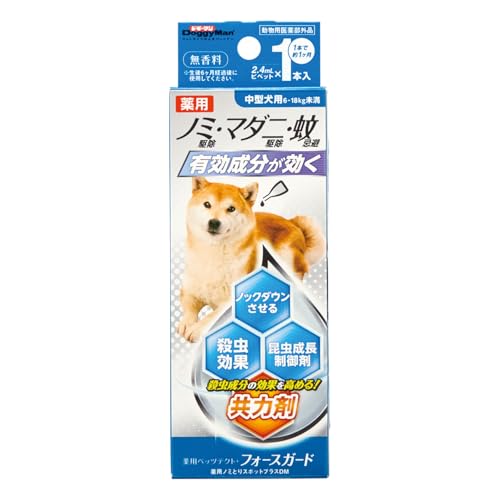 ドギーマン 薬用ペッツテクト+フォースガード 中型犬用 1本入 幅57mm×高さ165mm×奥行22mm