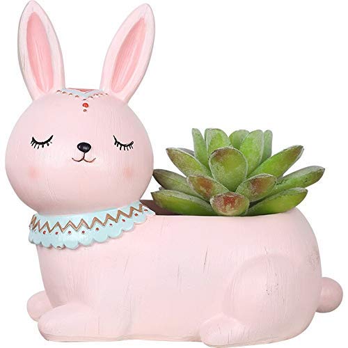 Brotherhood Enterprise Cute Mini Pink Rabbit Resin Succulent Pot,...