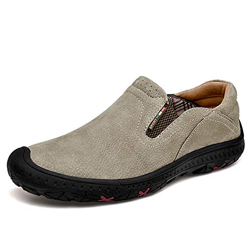 LEADER SHOW Men's Slip On Hiking Shoes Outdoor Walking Shoes Casual Comfortable Loafers