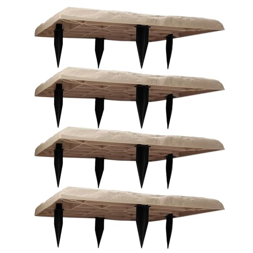 Guaber Conjunto De 4 Pasos Textura Realistas Piedras Instalación Tierra Resistente A La Intemperie Garden Decorative Piedras Set