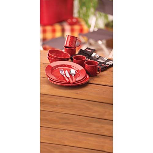 Coleman 24-Piece Enamel Dinnerware Set for Outdoor Dining, Dishwasher Safe, Full Dinnerware & Flatware Set for 4 People by Coleman - Image 2