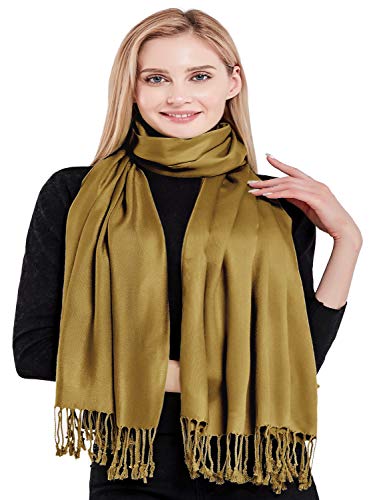 CJ Apparel Gold Solid Color Tassels Design Nepalese Shawl Scarf Wrap Stole Throw Head Wrap Pashmina Hand Made in Nepal New4