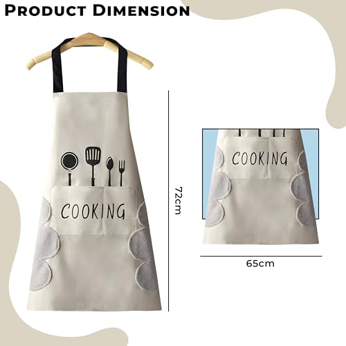 Image of Kraptick Kitchen Apron - Comfortable Cooking Waterproof Apron for Men and Women With Pocket and Side Coral Velvet for Wiping
