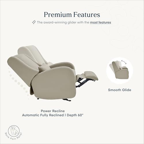 Image of Nurture& The Charleston Wingback - Power Reclining Glider for Nursery - Ergonomic Chair with Stain-Resistant Fabric & Built-in Charging Port - Modern Baby Room Essential
