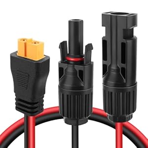 Gruiqrd Solarladekabel Solarkabel mit XT60 Stecker, 12AWG/4mm²) Solarstecker auf XT60 Solarpanel Kabel Buchse Stecker Wasserdicht Verlängerung für Ecoflow DELTA River Max Pro Powerstation (0.6M)